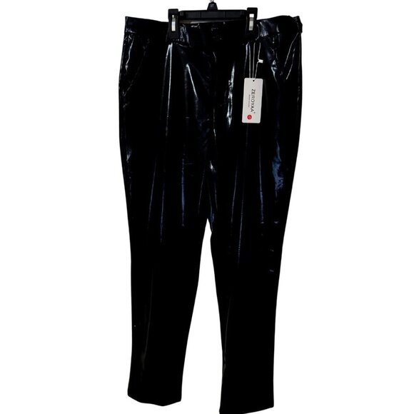 Zeroyaa Mens Party Pants Metallic Black Suit Pants NWT - Picture 1 of 4